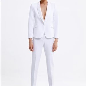 White Tuxedo Jacket with lapels - ZARA